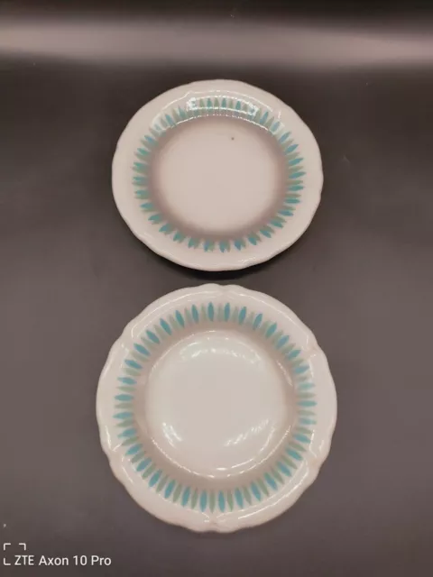 Set of 2 RARE VTG Shenango China Restaurant Ware SALAD Plates 7" Blue/Green