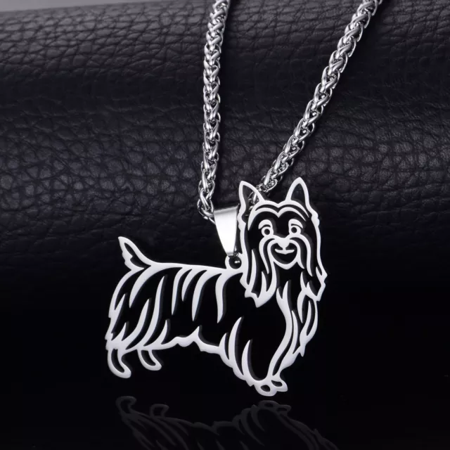 DIRECT US SHIPPING Stainless Steel Australian Silky Terrier Dog Pendant Necklace