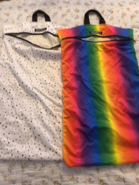 lot of 2 large ragababe cloth  hanging wet bags stars prism