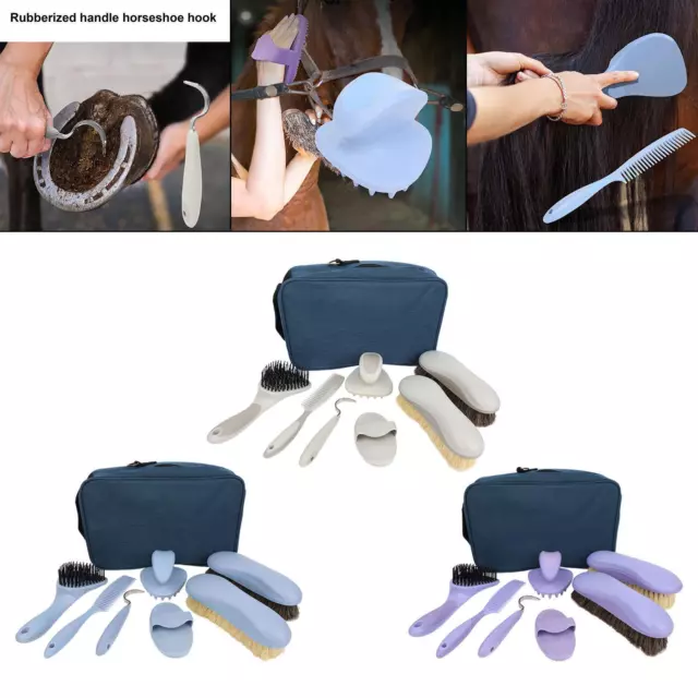8Pcs Equestrian Maintenance Set Cleaning Brushes Horse Grooming Kit for
