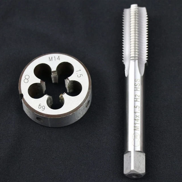 Fil Robinet Die Droit Main Argent Equipment Outils 2pcs Acier Haute Vitesse