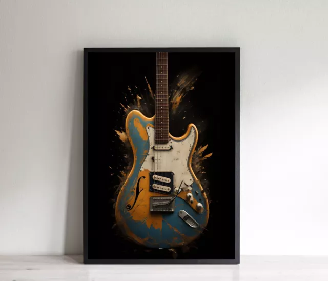 Guitar Wall Art Poster, Birthday Gift Present For A Guitarist