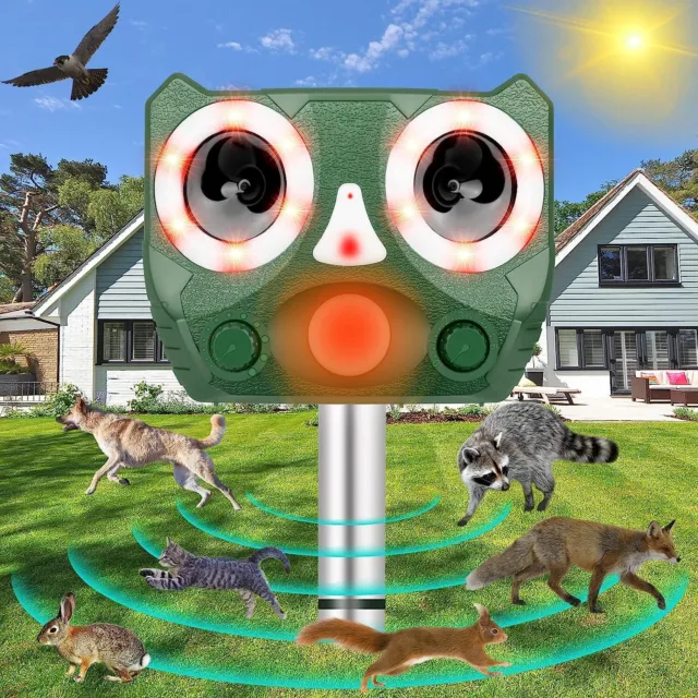 Defendy Solar Ultrasonic Animal Repeller,Rabbits Animal Repellent Squirrels