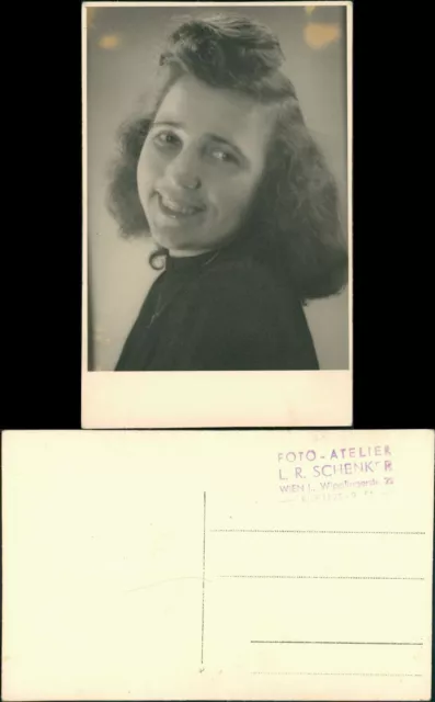 Frau Frauen Porträt Foto (Atelier Schenker WIEN) 1940 Privatfoto