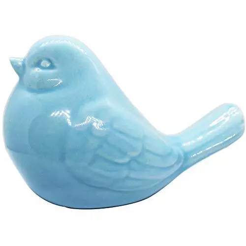 New Glazed Ceramic Bird Figurine, Bird Statue, French Country Garden Blue