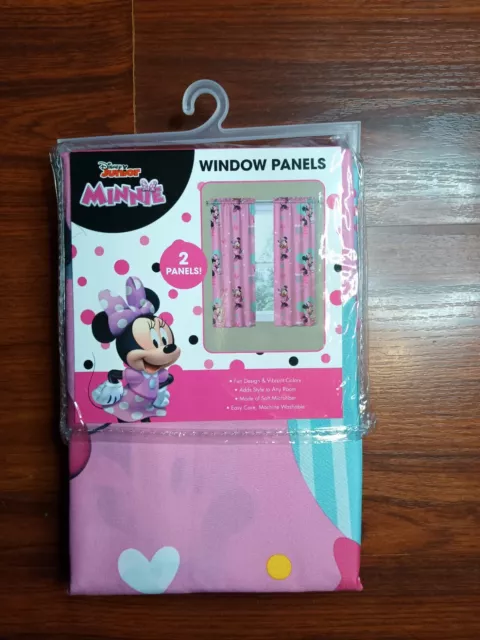 Disney Junior Minnie Mouse  2 Window Panels Curtains Pink Size 82x63 Fun Vibrant