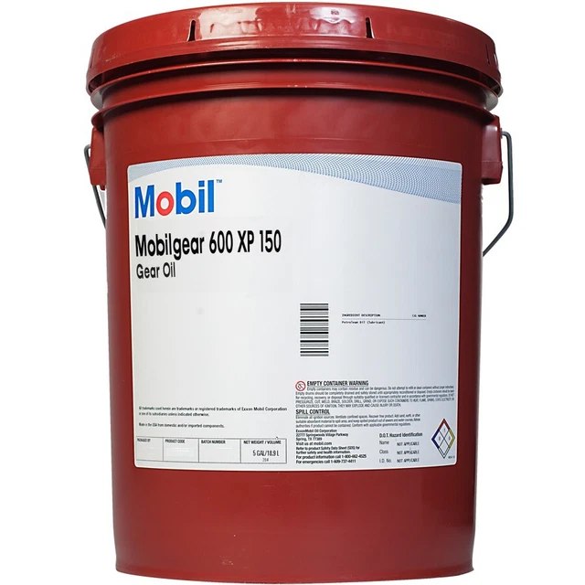 Mobil MobilGear 600 XP 150 Premium Industrial Gear Oil ISO VG 150 5-Gallon NEW