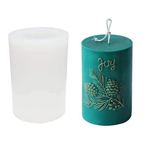3D Cylinder Pine Cone Candle Mold,Silicone Clay Soap Mould for Making Soy Wax