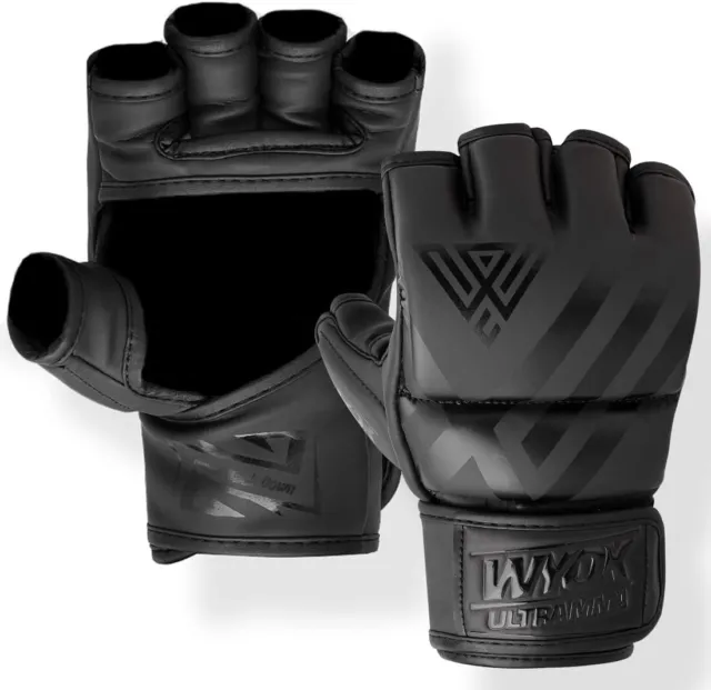 MMA Gloves by WYOX, Muay Thai, Sparring, Grappling Gloves, Boxing Jet Black