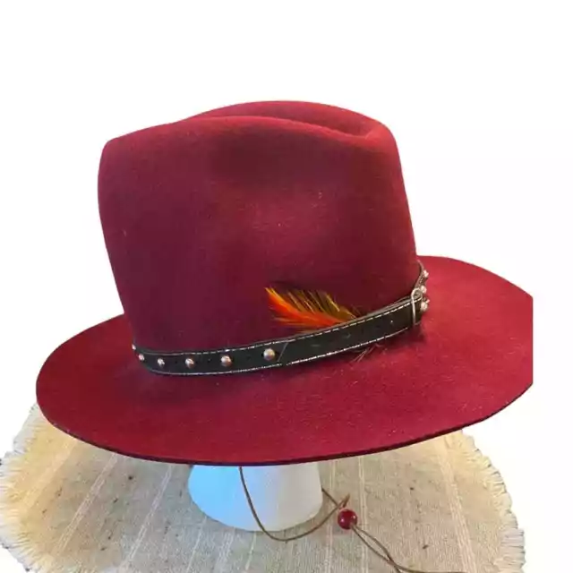 Smithbilt Hat Fedora made in Calgary Canada Burgundy Western Cowboy Size 6 5/8"
