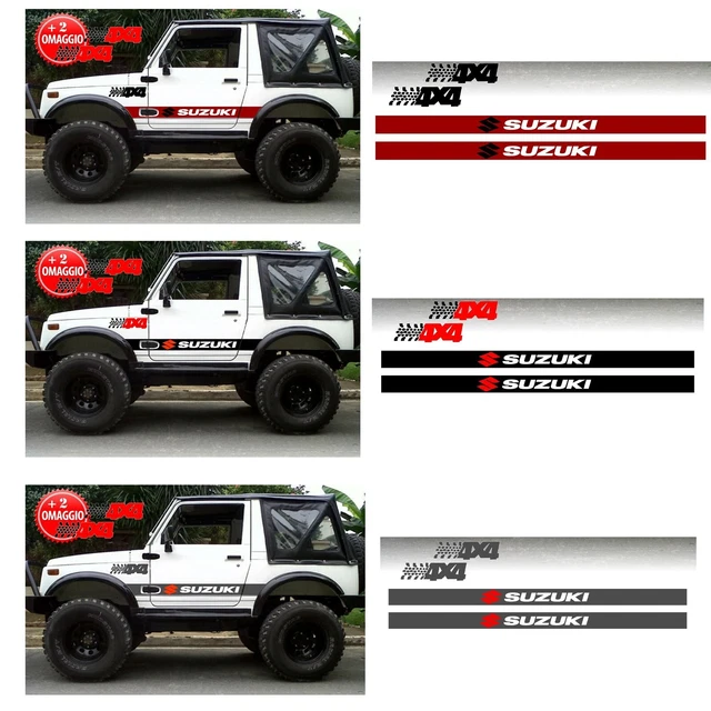 2 kit Adesivi Stickers fuoristrada Worldcustom compatibile con Suzuki Samurai Santana Off Road Montagne in Omaggio 4x4 - Italia