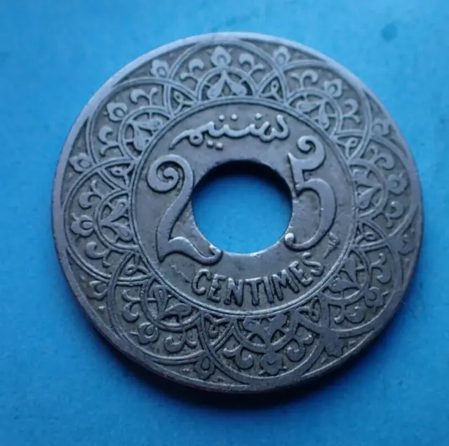 Morocco, 25 Centimes 1921, as shown.
