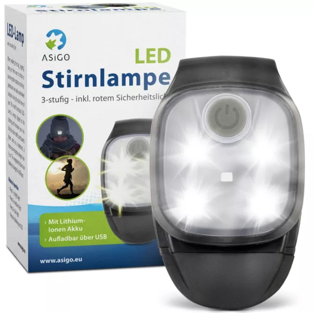 Stirnlampe LED Asigo Joggen Kopflampe Outdoor Camping Sport Licht Taschenlampe