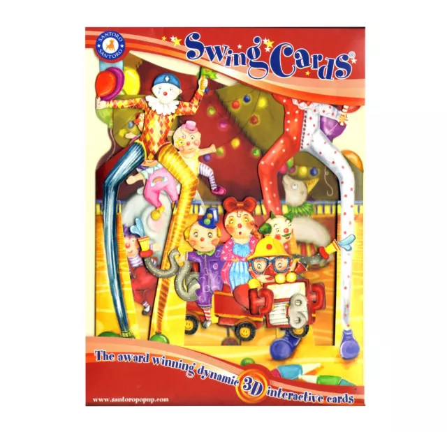 Big Top Clowns Swing Card - Santoro 3D Pop-Up Greeting Card Circus