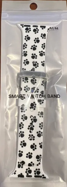 Smart Watch Band 42/44 Black with Puppy Paws