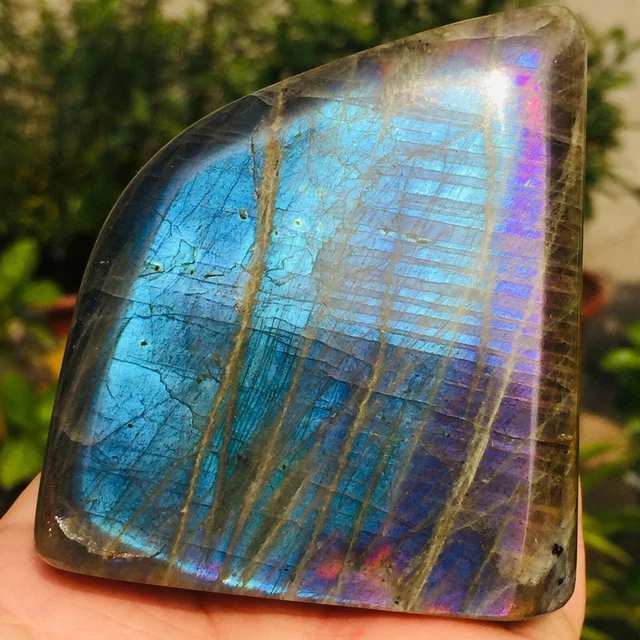 432g Natural Purple Blue Labradorite Quartz Crystal Display Specimen Healing