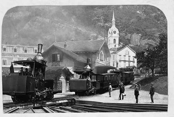 Rigi Mountain Railroad 1875 Old Photo