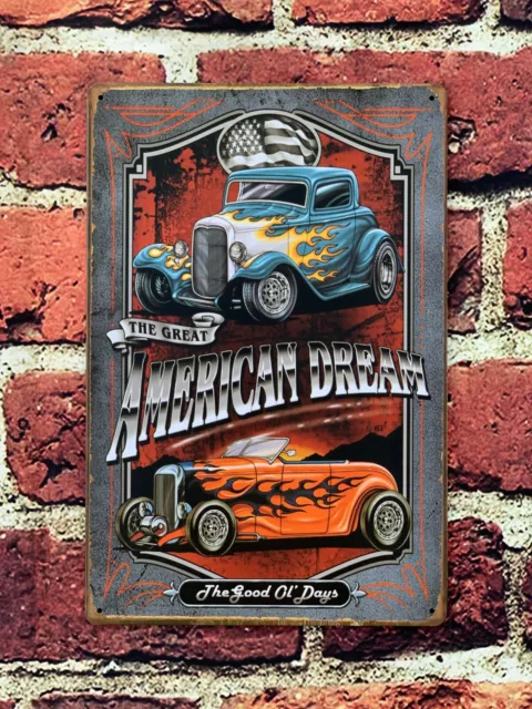 Hot Street Rat Rods American Antique Custom Car Classic Wall Sign Large 12 x 8"