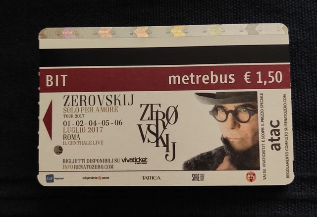 Renato Zero Biglietto raro ZEROVSKIJ ATAC 2017 Roma