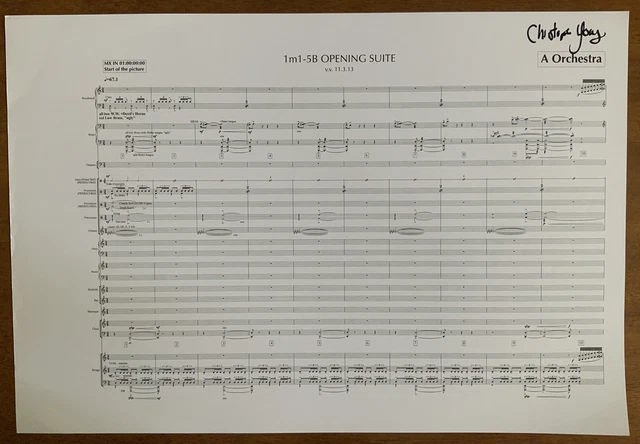 Christopher Young Autographed Music Score Page. Composer Signature.