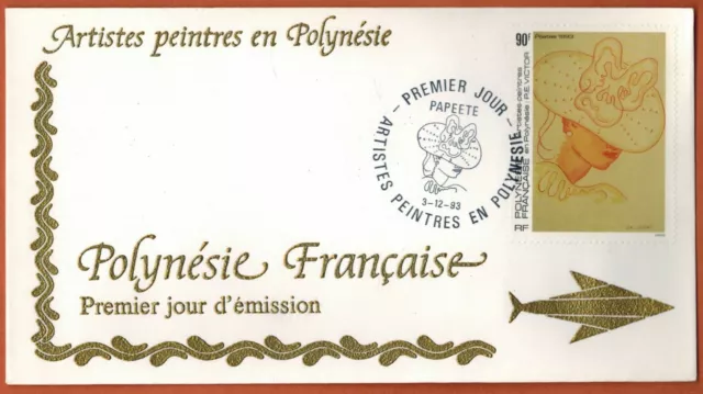 1993.Papeete-Fdc Enveloppe timbrée 1°Jour**P.e.Victor-Artiste peintre-Polynésie