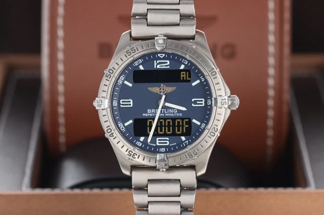 BREITLING AEROSPACE REPETITION Minutes Alarme 40mm Cadran Bleu Titane E65062 EUR 2.739 23 PicClick FR