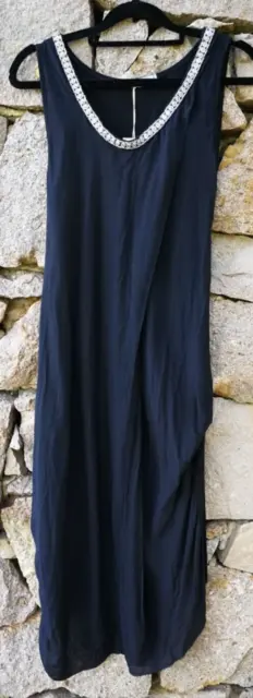 Black Lagenlook Dress One Size Made in Italy Shift Tunic Goth Sleeveless Boho