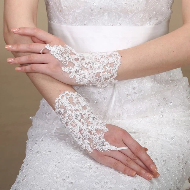 Gants de mariée Gants de scène Moufles à doigts complets Gants de princesse