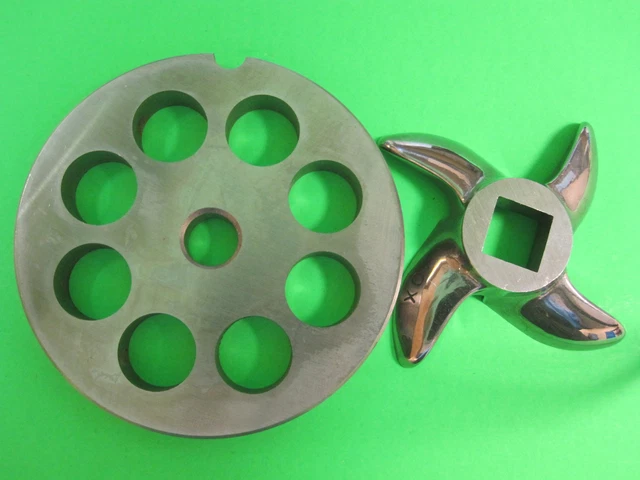 #22 x 1/2" Meat Grinder PLATE & KNIFE STAINLESS fits Hobart Tor-Rey LEM & More