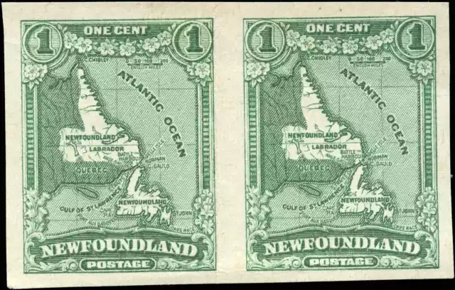 VF Canada Newfoundland Mint NH/NG 1c Scott #163iii HORIZ IMPERF PAIR '29 Stamps