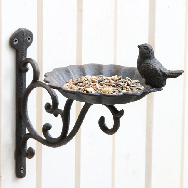 Parts4Living Vogeltränke zur Wandmontage Vogelfutterspender Gusseisen 25x16x22cm
