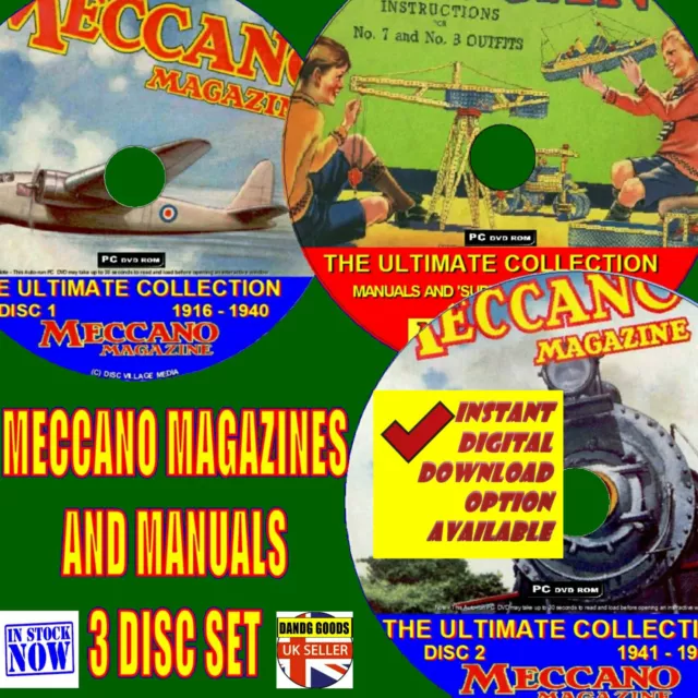 1000+ Meccano Magazines Manuals Projects collection ALL EDITION 1906-89 3 DVD's