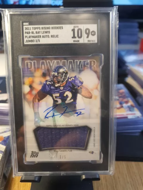 2011 Ray Lewis Topps Rising Rookies Auto Relic Jumbo /5 Ravens Legend...