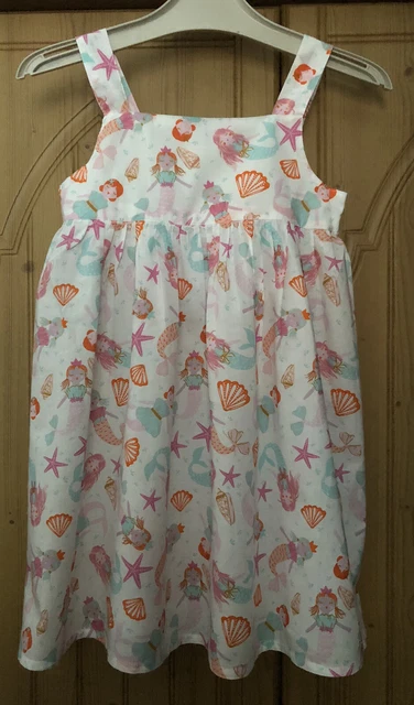 Abito estivo per ragazze Monsoon, età 3-4, sirene/conchiglie, cotone, mix bianco, NUOVO £25