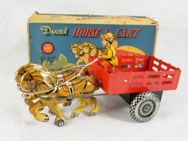 Marx Spielzeug USA Nr°423 Dual Horse & Cart Nie Spielen IN Schachtel Selten