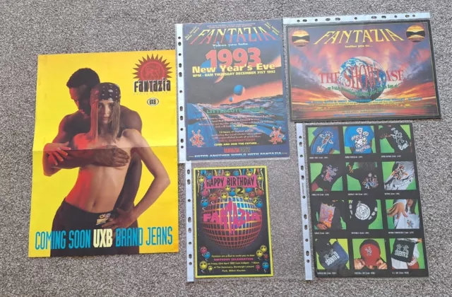 5 X Fantazia Old Skool Rave Flyers Rare The Showcase Nye 92/93 2Nd Birthday