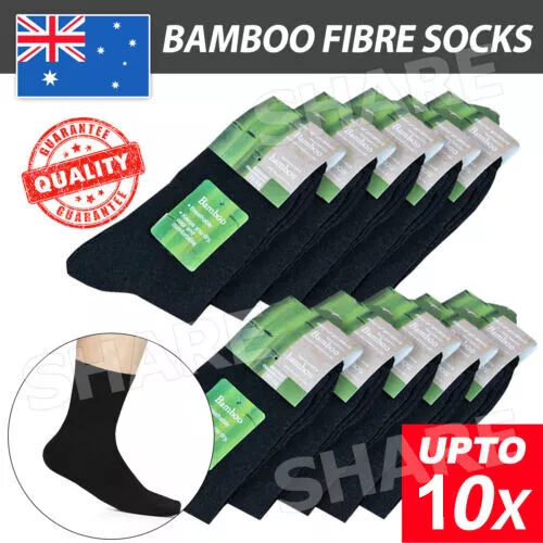 10X Pairs Mens Bamboo Fibre Socks Odor Resistant Sweat Black Natural Comfortable