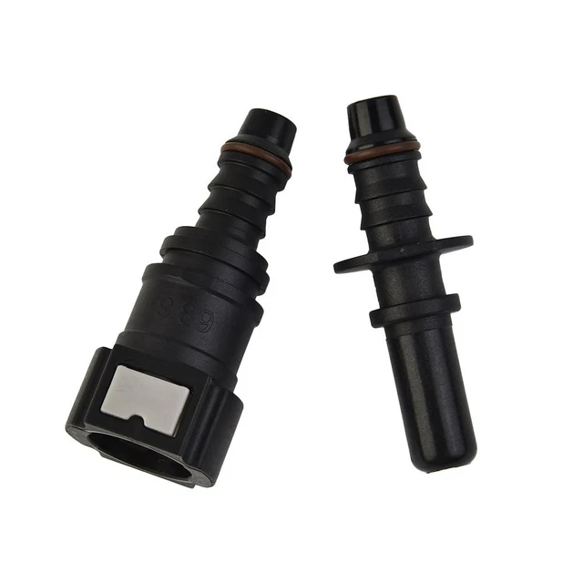 Lot De 2 Raccords Tuyau Carburant SAE 6,3 Mm Vers 8 Mm - Connecteurs Rapides Nylon Droit Et 90° X AUTOHAUX