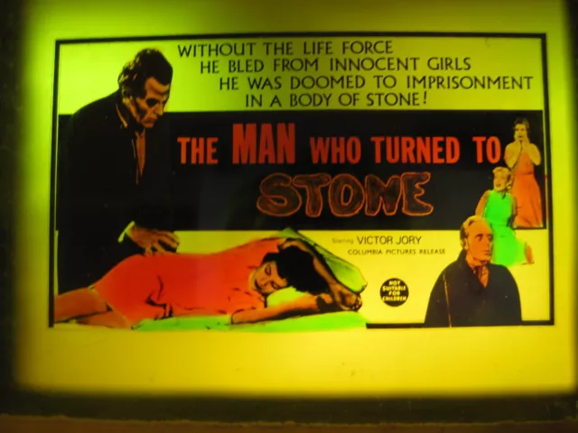 MAN WHO TURNED TO STONE Australian cinema movie projector glass slide horror