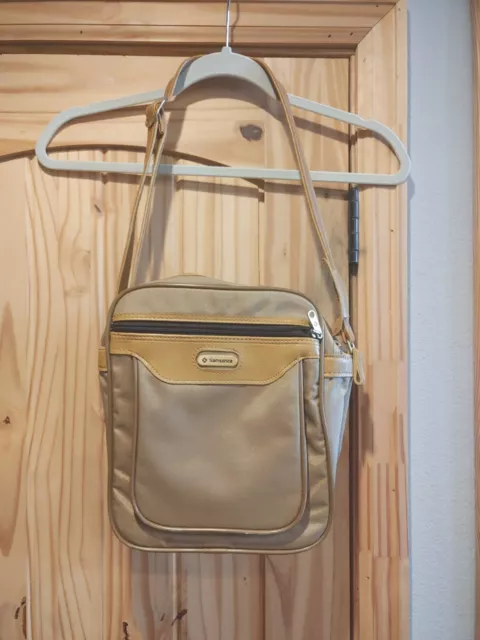 VTG SAMSONITE Carry On Shoulder Messenger Bag Travel Luggage Tan Soft Side