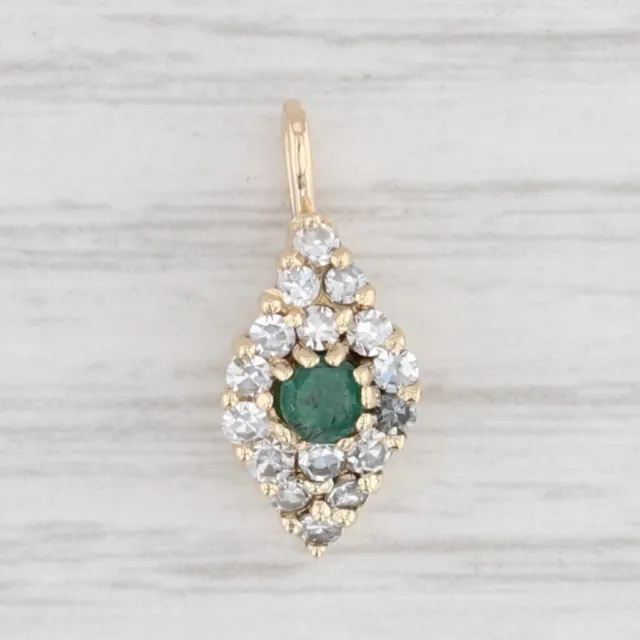 0.44ctw Emerald Diamond Halo Pendant 14k Yellow Gold