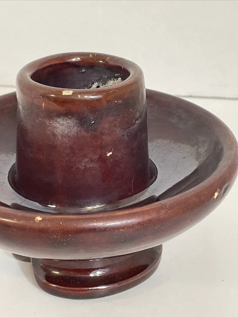 Vintage LARGE Brown Porcelain High Voltage Power Line Insulator-Unbranded 4