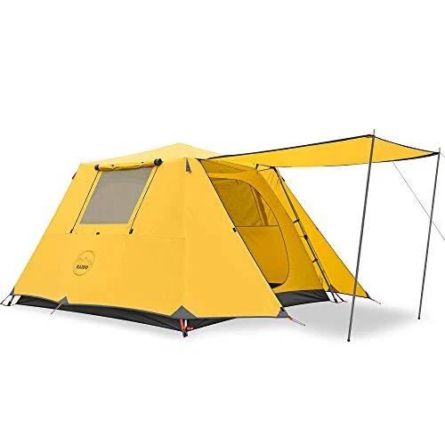 Family Camping Tent Large Waterproof Pop Up Tents 4/6 Person Room 6P Yellow