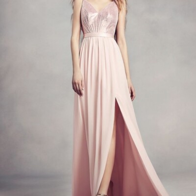 NWT White by Vera Wang Sequin Bodice with Chiffon Skirt Bridesmaid Dress 18