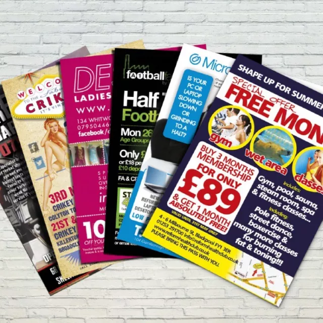 Flyers / Leaflets Printed on 130gsm Full Colour Gloss A6 DL A5 A4 A7 FROM £2.95