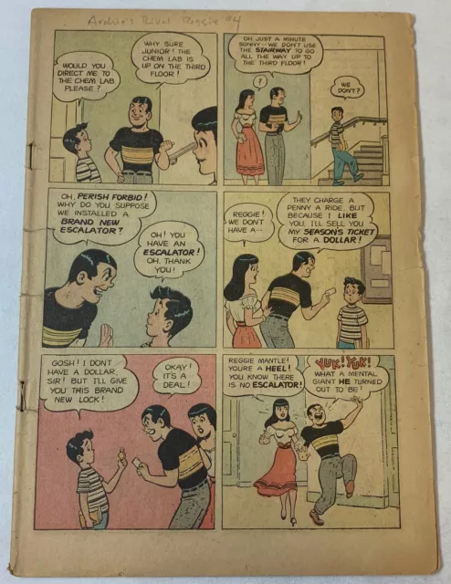 1951 Archie's Rival Reggie #4 ~ ohne Hülle, Fehlende Erste Wrap