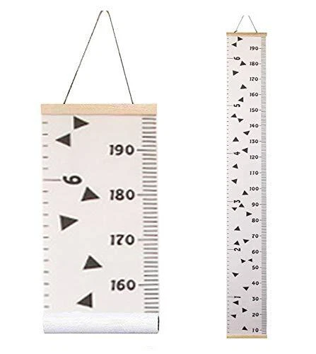 Miaro Kids Growth Chart Wood Frame Fabric Canvas Height Measurement Ruler fro...