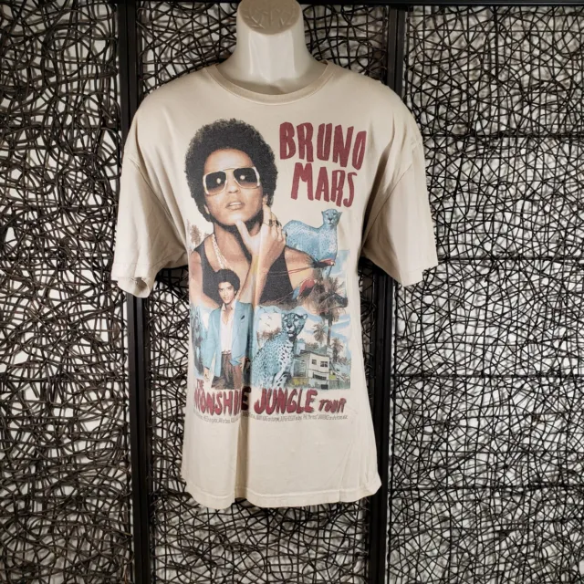 Bruno Mars Mens 2013 Moonshine Jungle Tour T Tee Shirt Tan Xl Cotton Double