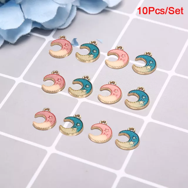 10Pcs/Set Enamel Moon Star Charms Pendant Jewelry DIY Craft Making Findings G Ni