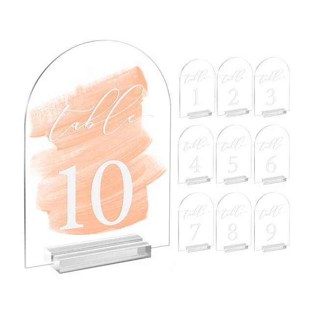 Numéros De Table Mariage 10 Pièces - Acrylique Transparent Hexagonal 10x11.3cm Avec Support